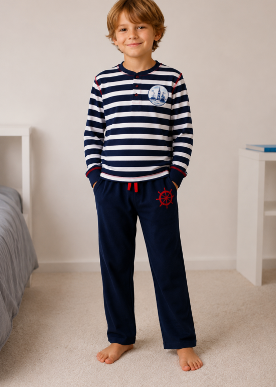 Pijama băieți cu pantalon lung din bumbac